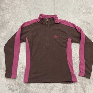 Nike ACG Fleece Pullover Women Small S Brown Pink 1/4 Zip Mock Neck Hiking